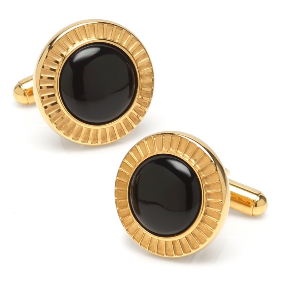 Ox and Bull Trading Co. Radiant Onyx Stainless Steel Cufflinks | Classic Cufflinks