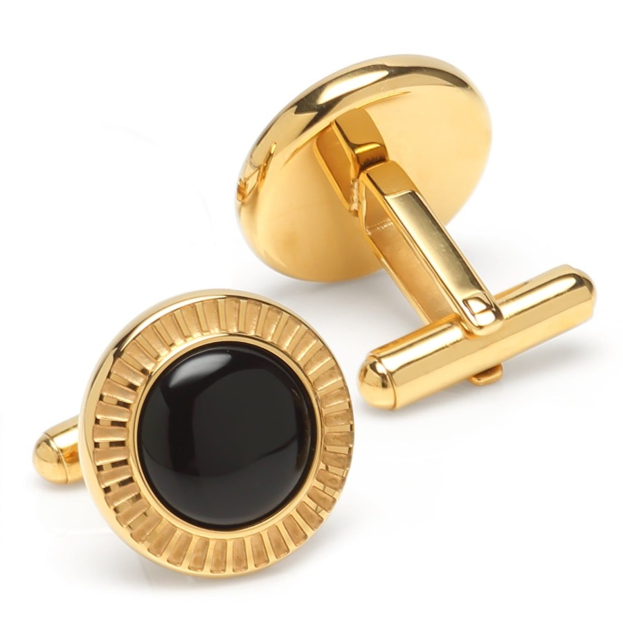 Ox and Bull Trading Co. Radiant Onyx Stainless Steel Cufflinks | Classic Cufflinks