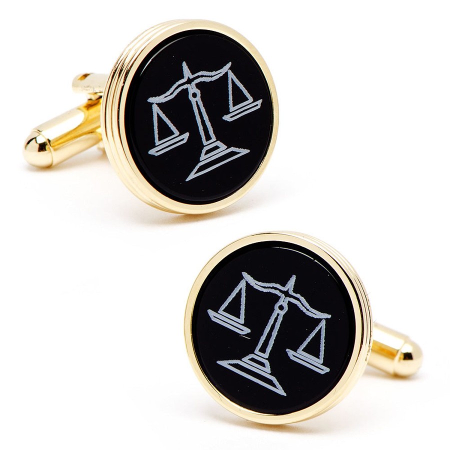 JJ Weston Onyx Scales Of Justice Cufflinks | Classic Cufflinks