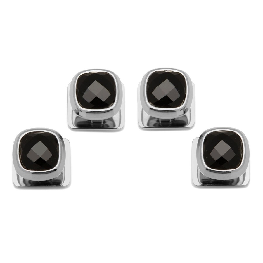 Ox and Bull Trading Co. Faceted Onyx Cushion Studs | Stud Sets