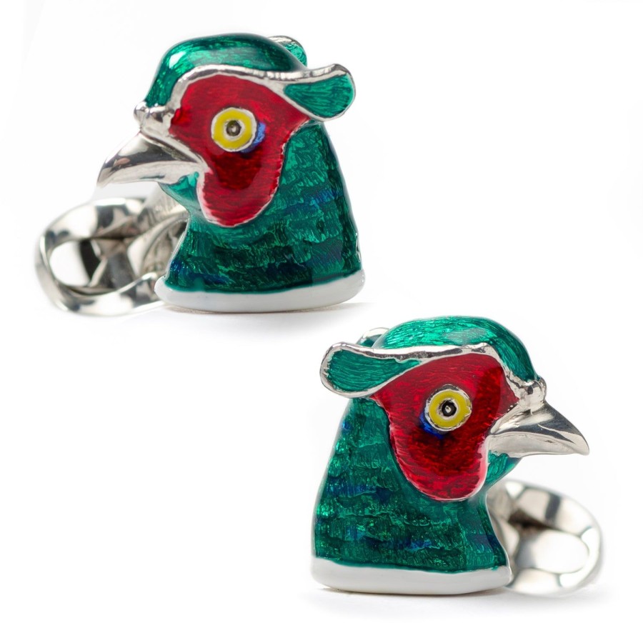 Deakin & Francis Sterling Silver Pheasant Head Cufflinks | Classic Cufflinks