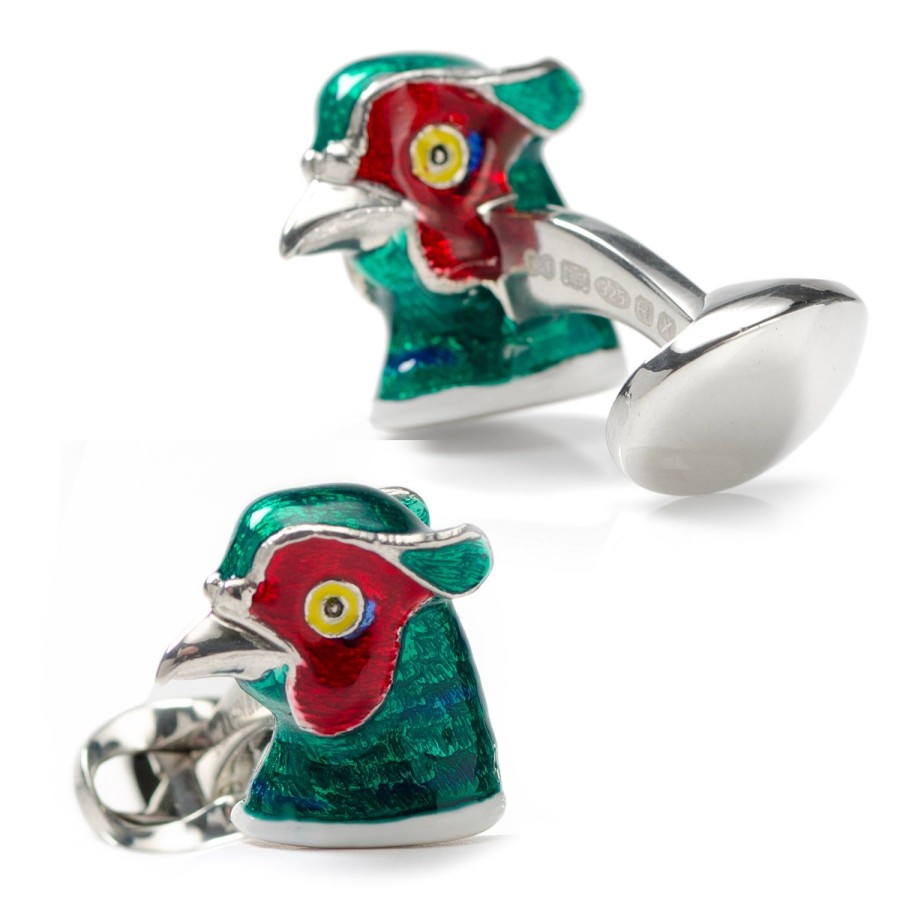 Deakin & Francis Sterling Silver Pheasant Head Cufflinks | Classic Cufflinks