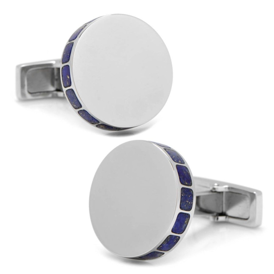 Ox and Bull Trading Co. Stainless Steel Lapis Mosaic Engravable Cufflinks | Classic Cufflinks