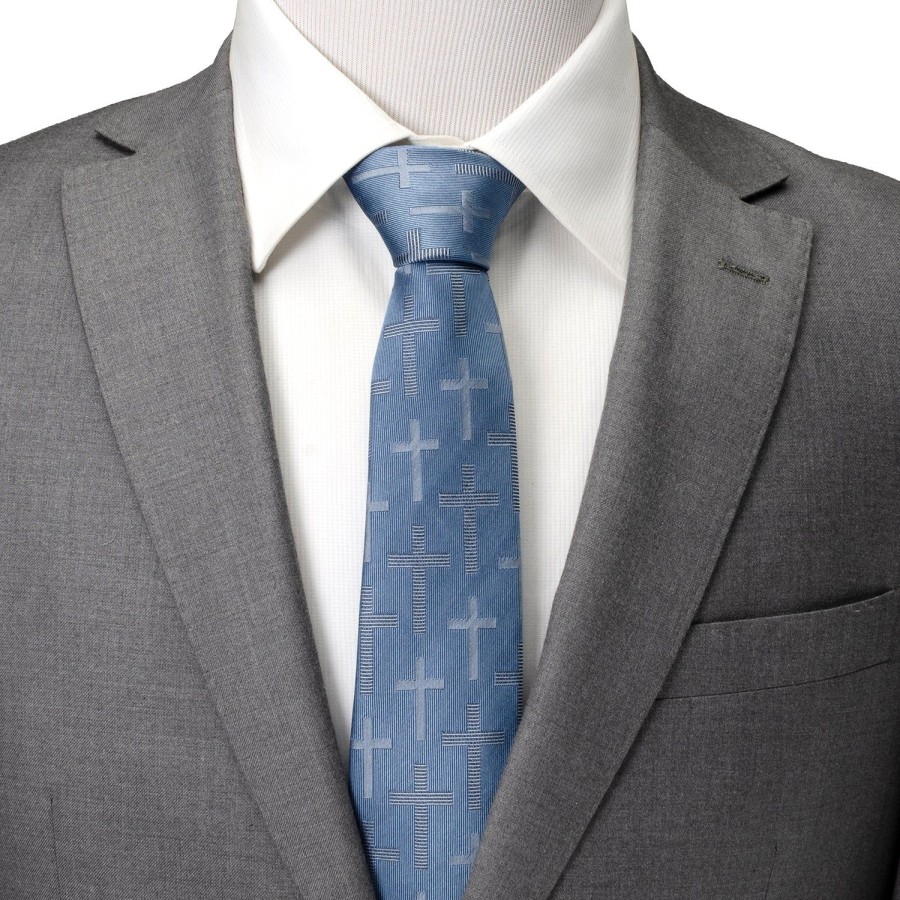 Cufflinks, Inc. Blue Textured Cross Men'S Tie | Classic Ties