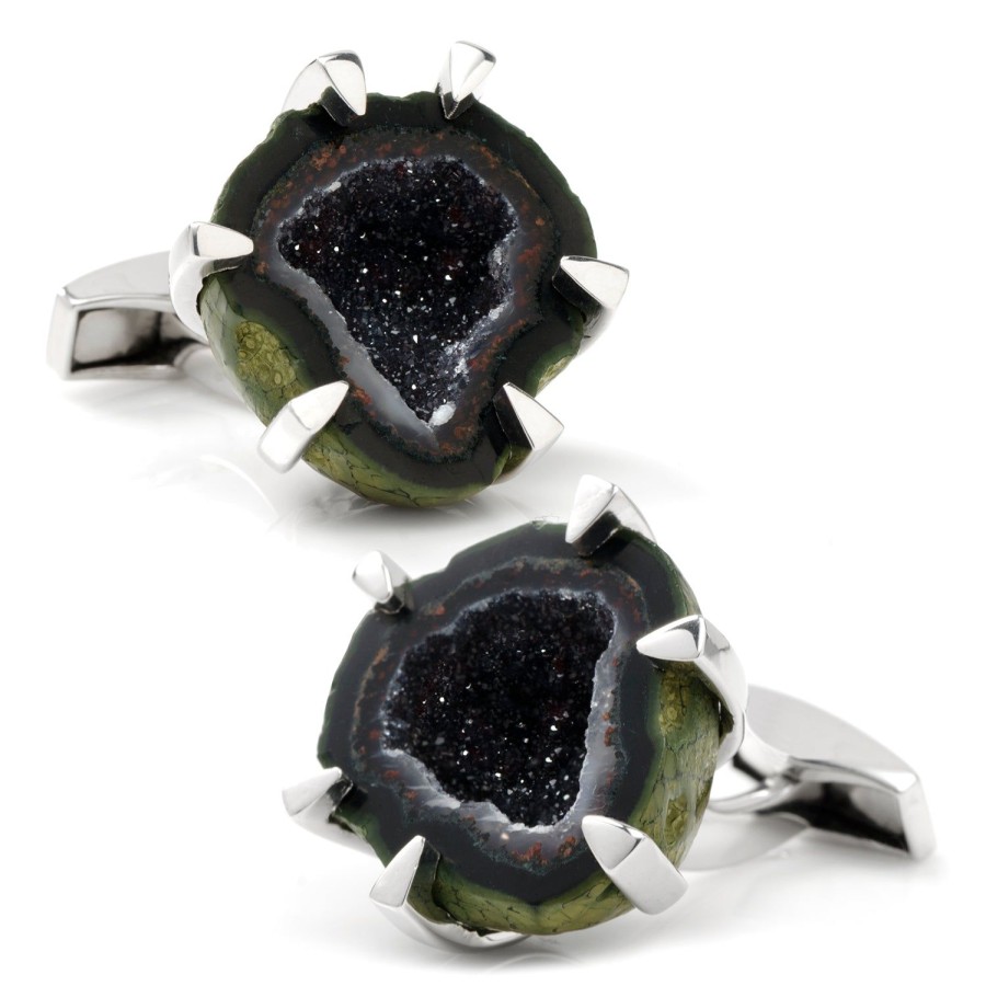 Tateossian Black Geode Sterling Silver Cufflinks | Classic Cufflinks