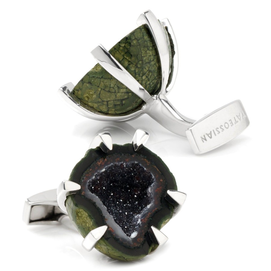 Tateossian Black Geode Sterling Silver Cufflinks | Classic Cufflinks