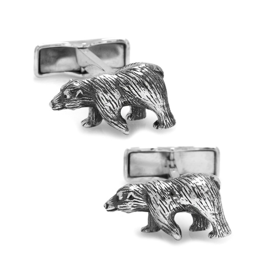 Ox and Bull Trading Co. Sterling Silver Bear Cufflinks | Classic Cufflinks