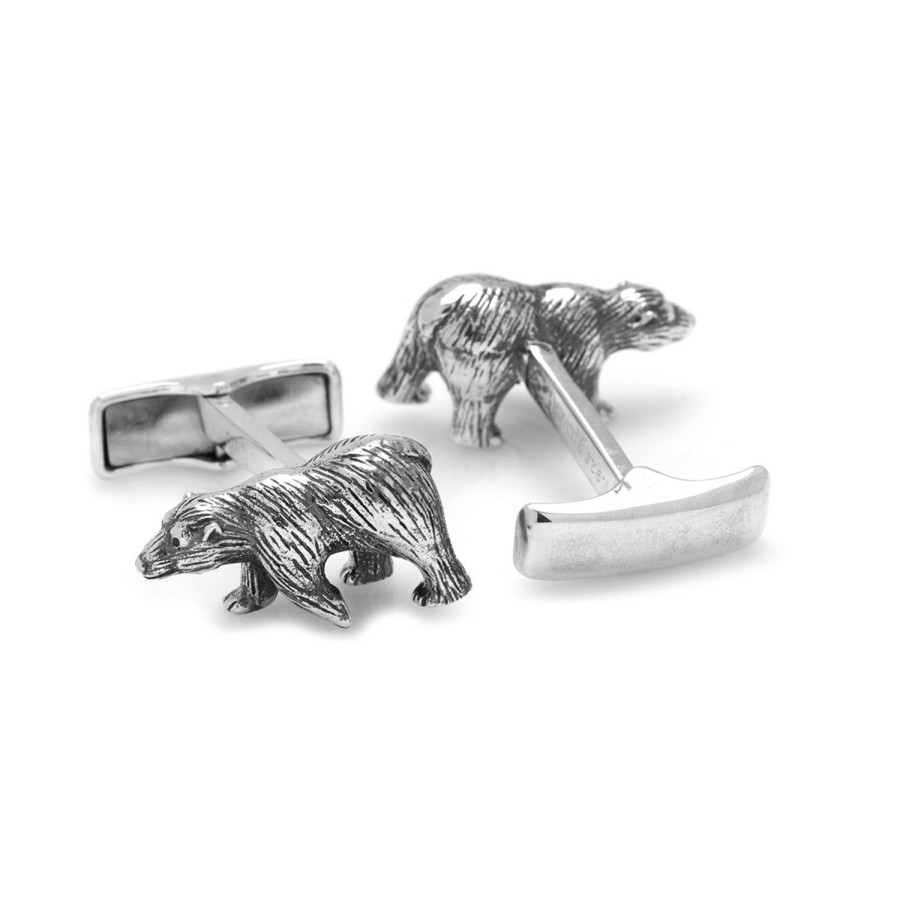 Ox and Bull Trading Co. Sterling Silver Bear Cufflinks | Classic Cufflinks