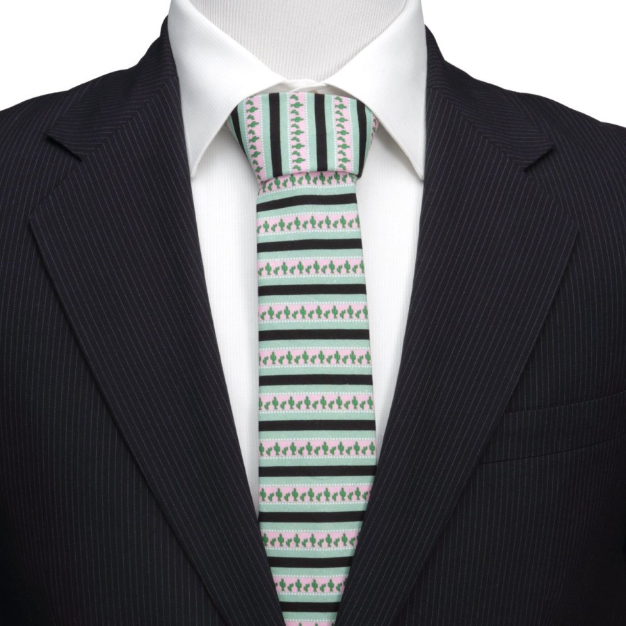 Cufflinks, Inc. Texas Cactus Stripe Sage Men'S Tie | Classic Ties