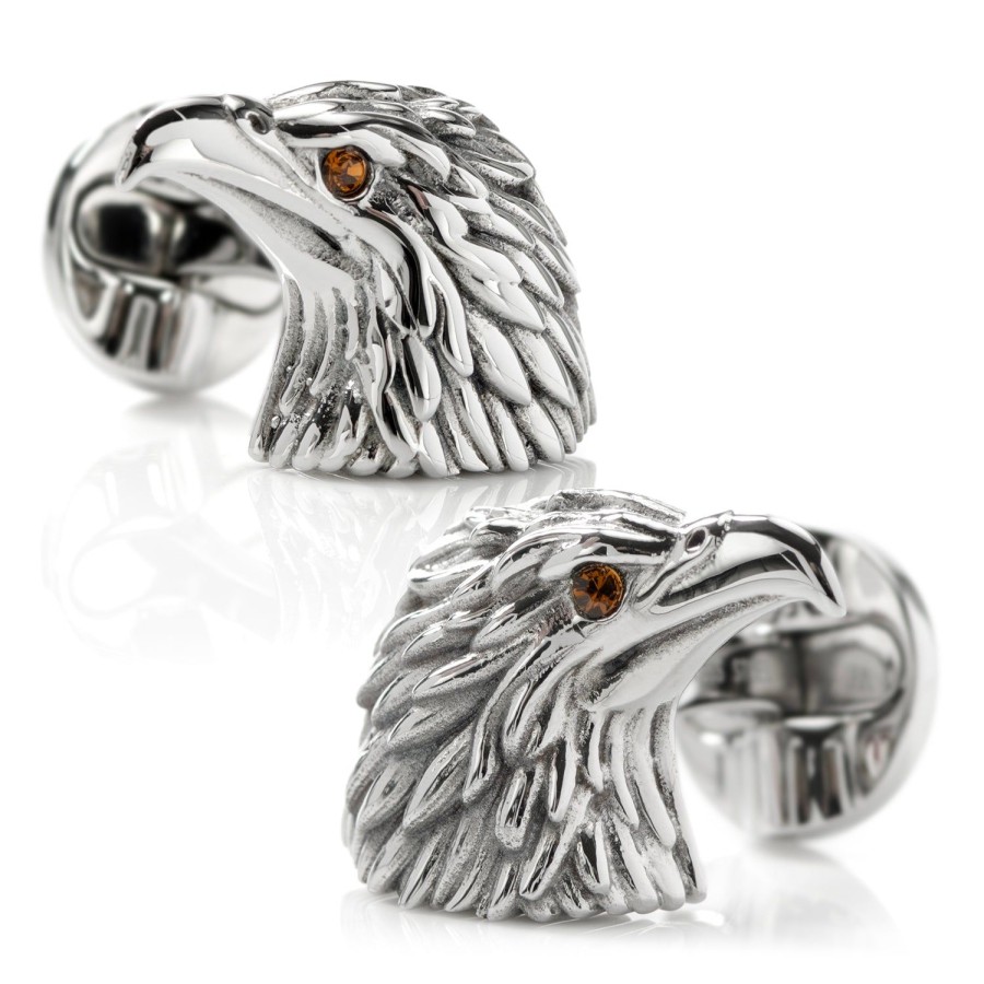 Ox and Bull Trading Co. Stainless Steel Eagle Head Cufflinks | Classic Cufflinks