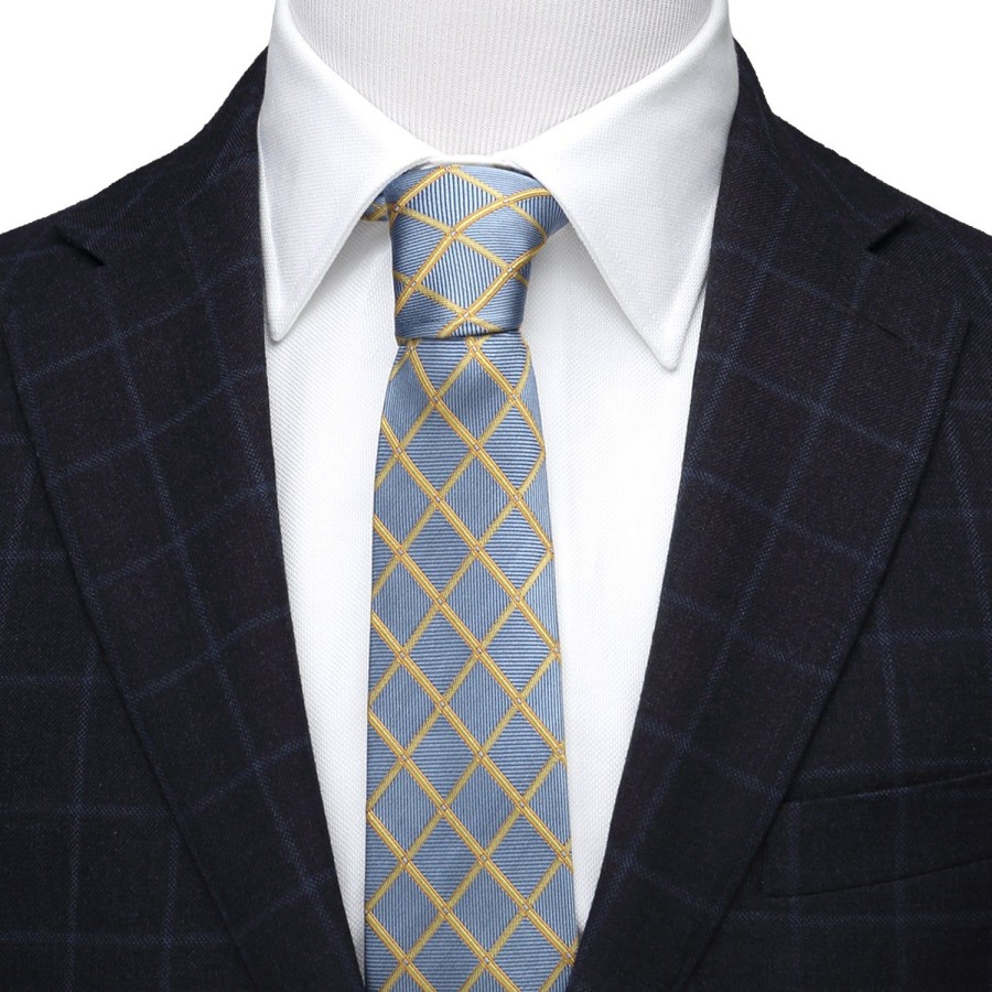 Ox and Bull Trading Co. The Edward Tie (Gold Check Men'S Tie) | Classic Ties