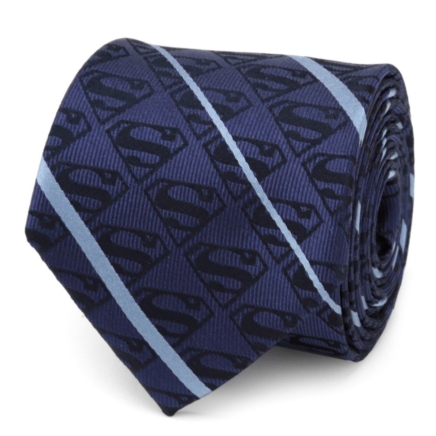 DC Comics Superman Stripe Pattern Blue Silk Men'S Tie | Dc Comics Ties