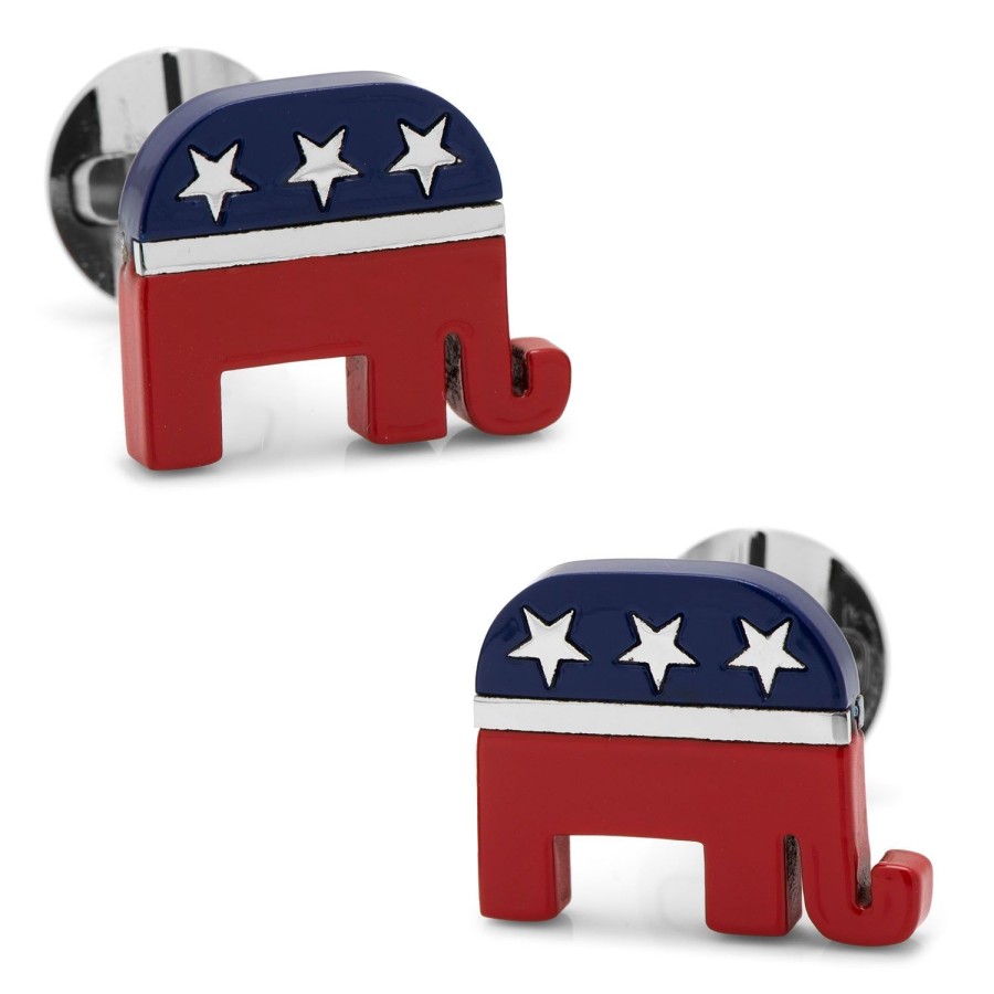 Ox and Bull Trading Co. Stainless Steel Republican Elephant Cufflinks | Classic Cufflinks