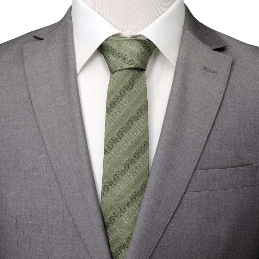 Star Wars Grogu Outline Stripe Sage Green Men'S Tie | Star Wars Ties