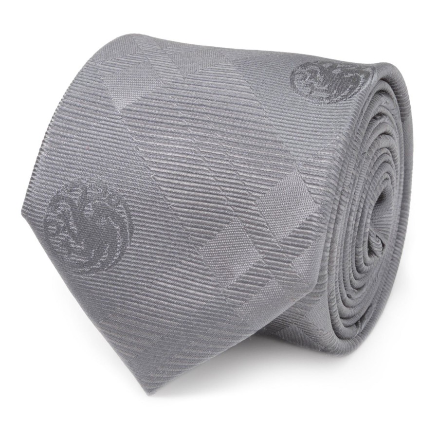 Game of Thrones Targaryen Dragon Gray Plaid Silk Men'S Tie | Game Of Thrones Ties