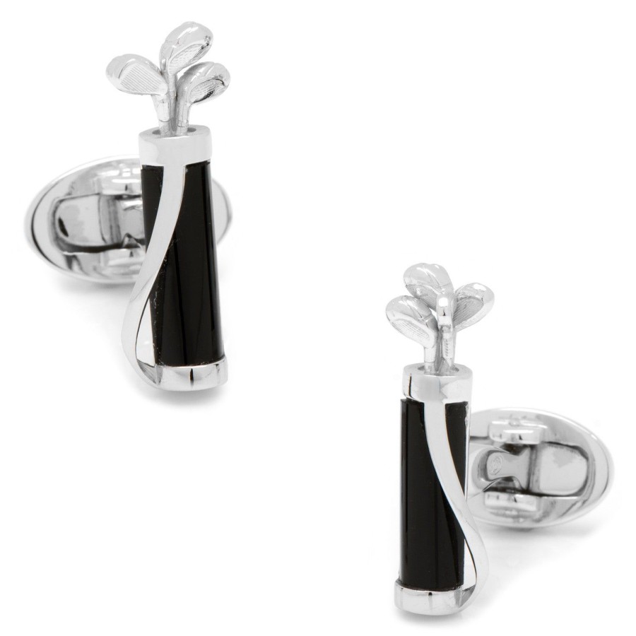 Jan Leslie Black Onyx Golf Bag And Clubs Cufflinks | Classic Cufflinks