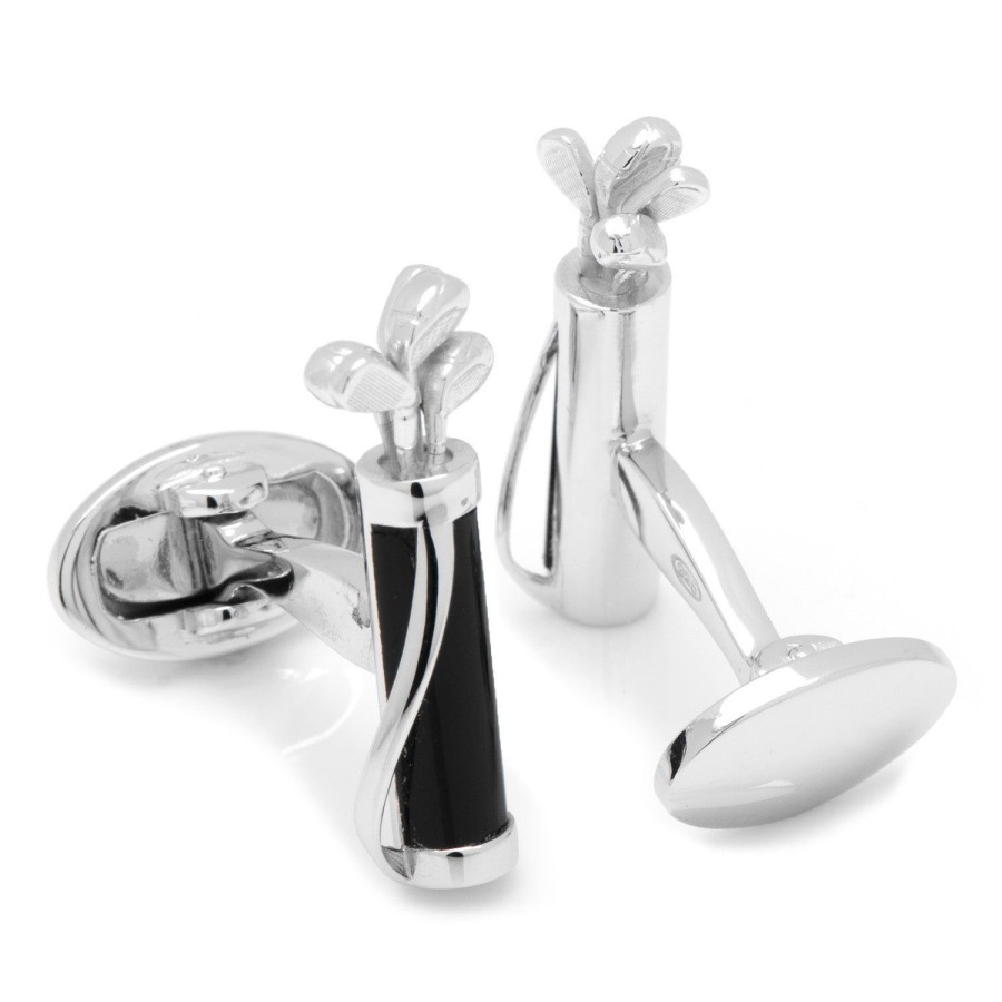 Jan Leslie Black Onyx Golf Bag And Clubs Cufflinks | Classic Cufflinks