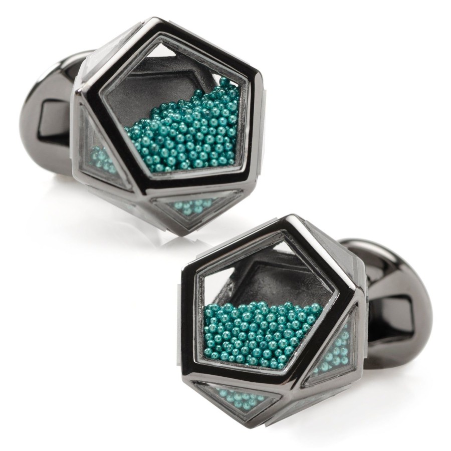 Tateossian Blue Caviar Bead Pentagon Cufflinks | Classic Cufflinks