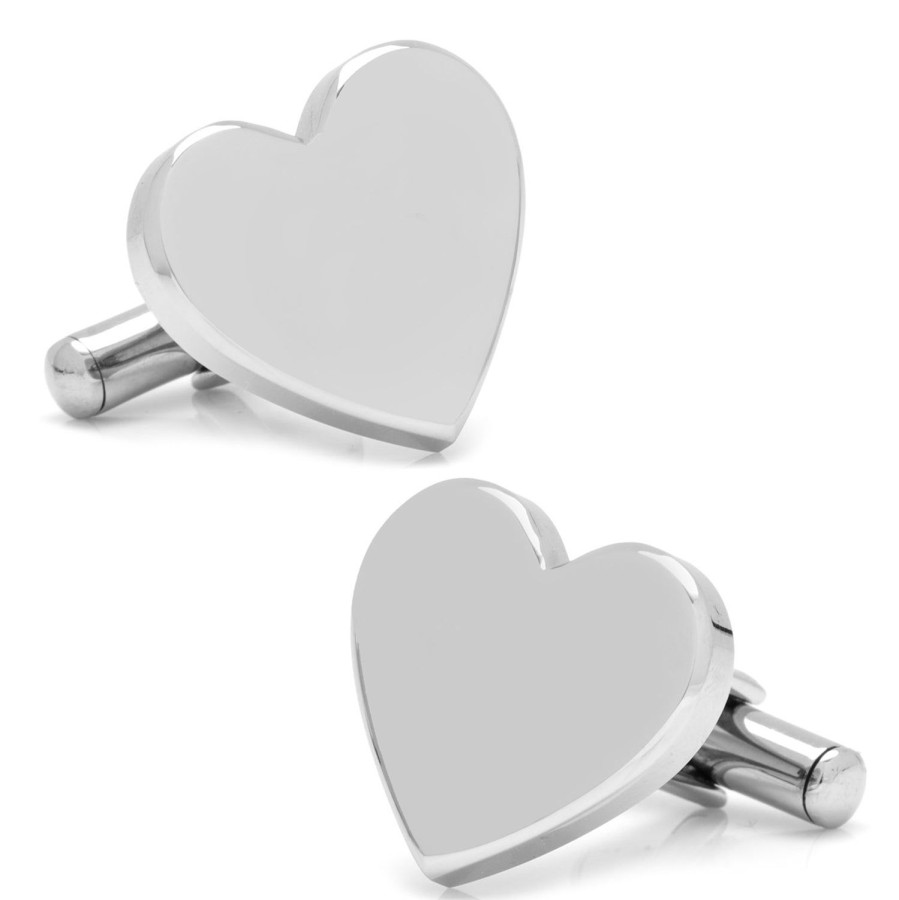 Ox and Bull Trading Co. Stainless Steel Heart Engravable Cufflinks | Classic Cufflinks