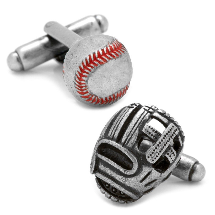 Cufflinks, Inc. Baseball And Glove Antique Silver Cufflinks | Classic Cufflinks