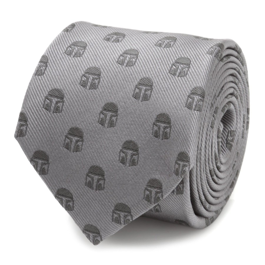 Star Wars Mandalorian Helmet Gray Men'S Tie | Star Wars Ties