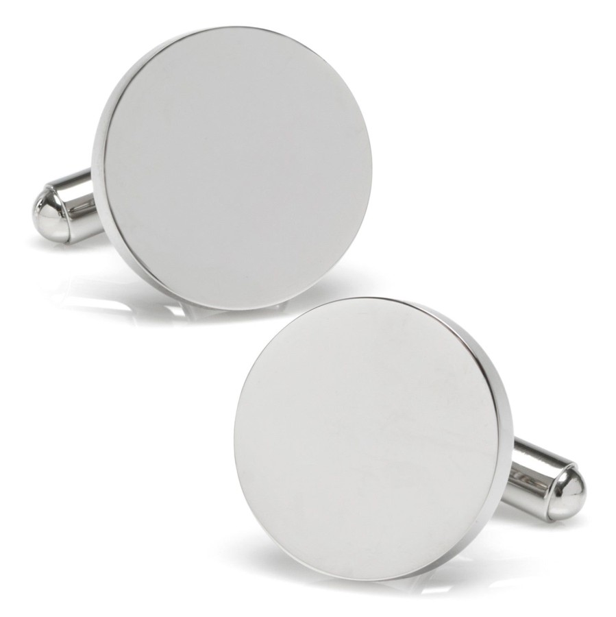 Ox and Bull Trading Co. Stainless Steel Round Infinity Engravable Cufflinks | Classic Cufflinks