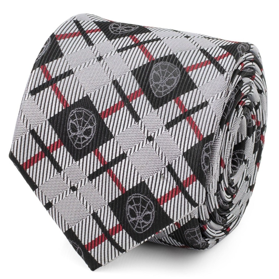 Marvel Spider-Man Plaid Black Men'S Tie | Marvel Ties