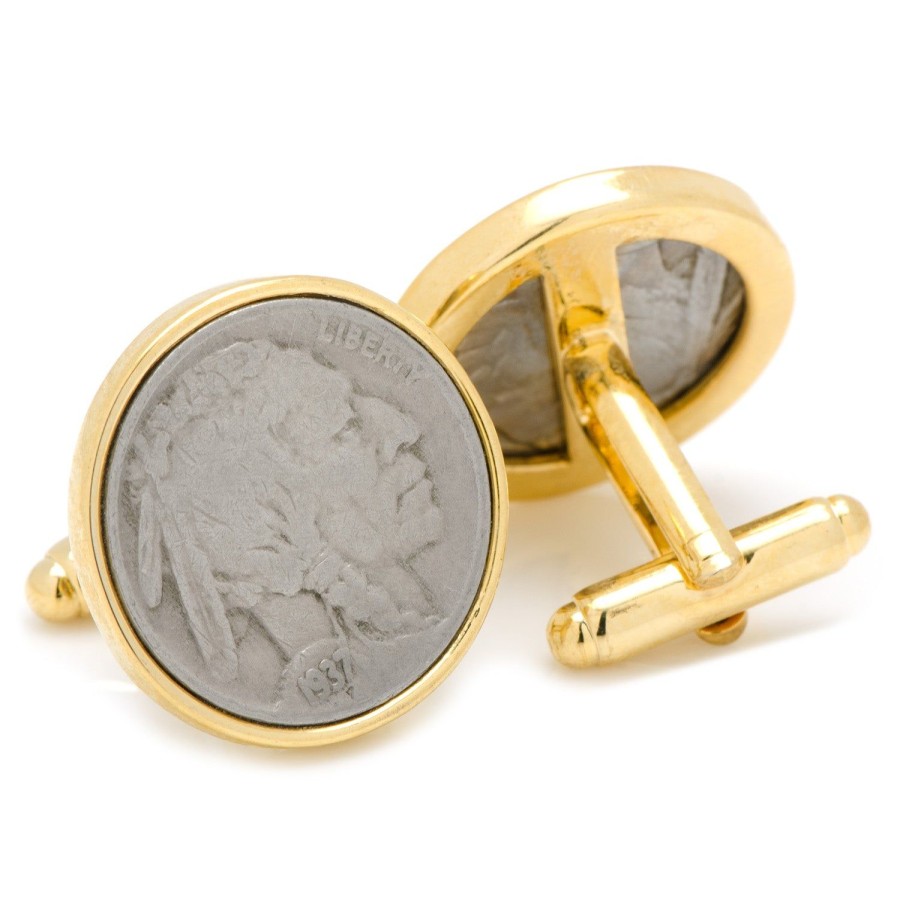 American Coin Treasures Buffalo Nickel Goldtone Bezel Cufflinks | Classic Cufflinks