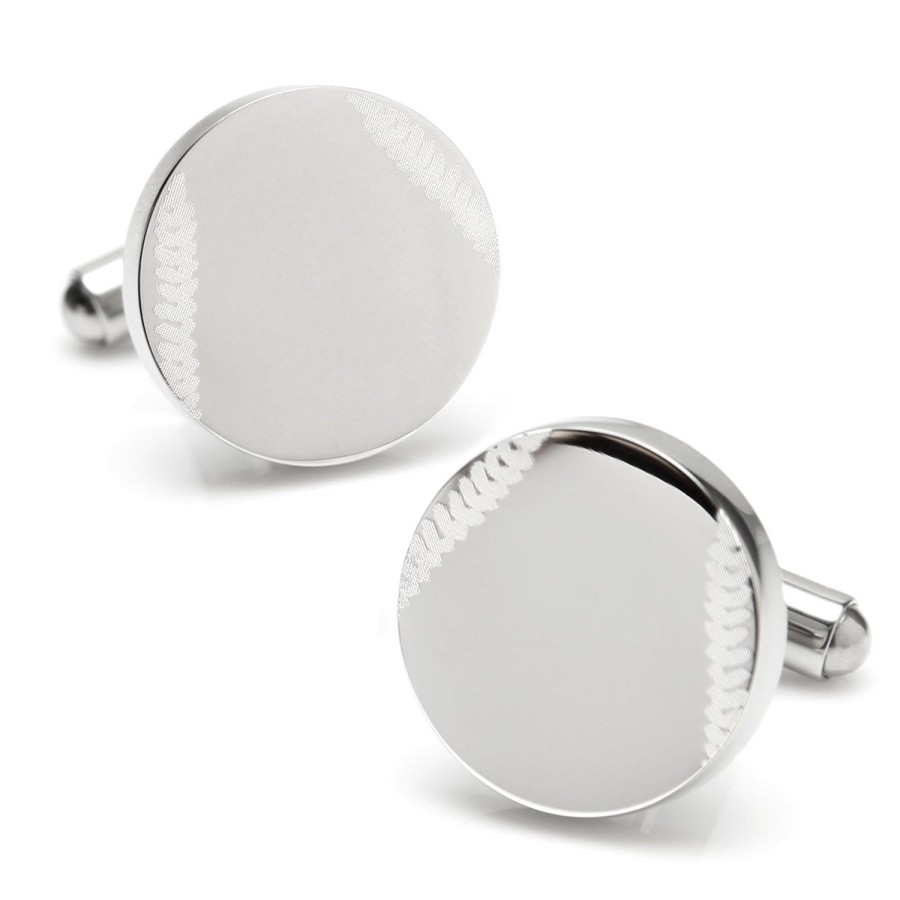 Ox and Bull Trading Co. Stainless Steel Engravable Baseball Cufflinks | Classic Cufflinks