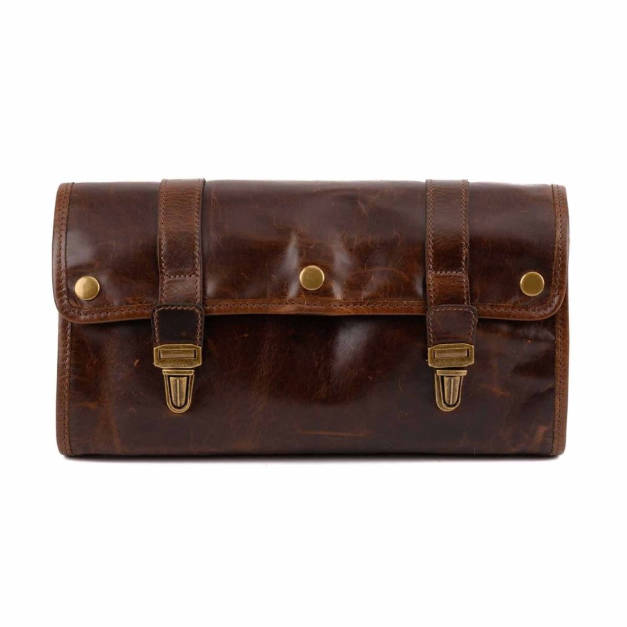 Moore & Giles Austin Hanging Wash Kit In Brompton Brown | Briefs Bags And Totes