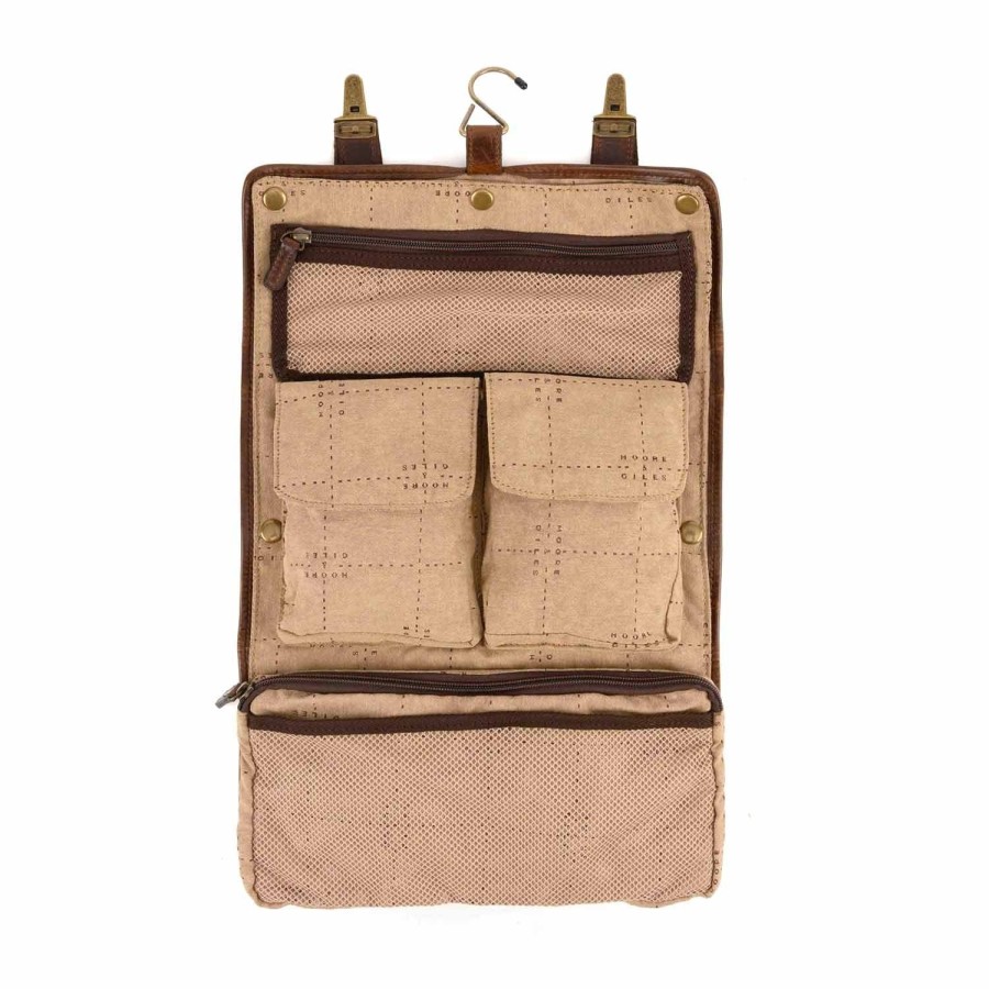 Moore & Giles Austin Hanging Wash Kit In Brompton Brown | Briefs Bags And Totes