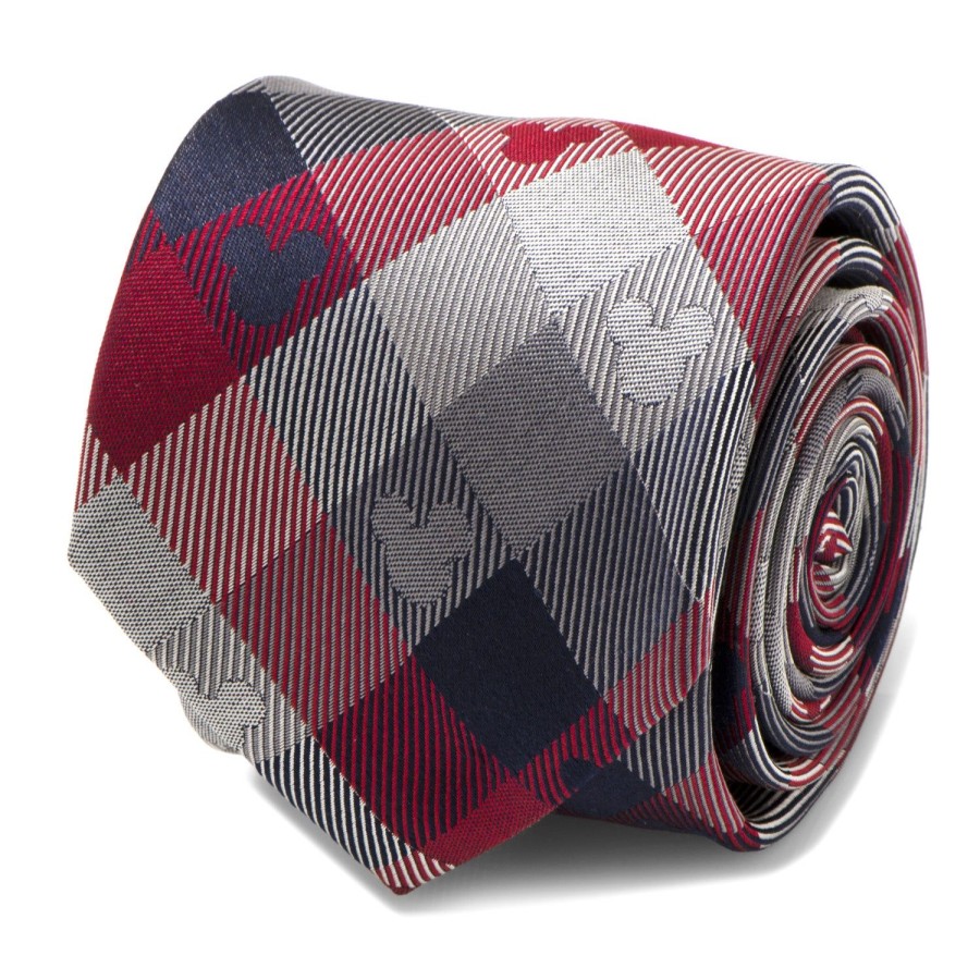 Disney Mickey Mouse Red And Blue Plaid Men'S Tie | Disney Ties