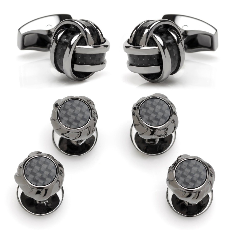 Tateossian Black Chinese Knot Cufflinks & Stud Set | Stud Sets