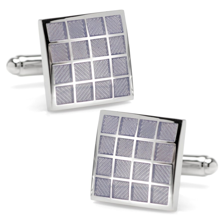 Ox and Bull Trading Co. Periwinkle Checker Square Cufflinks | Classic Cufflinks