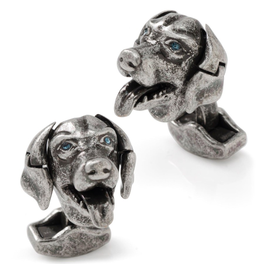 Tateossian Swarovski Blue Eyed Mechanical Labrador Cufflinks | Classic Cufflinks