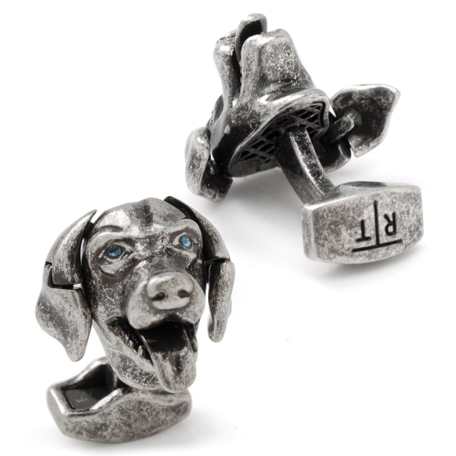 Tateossian Swarovski Blue Eyed Mechanical Labrador Cufflinks | Classic Cufflinks