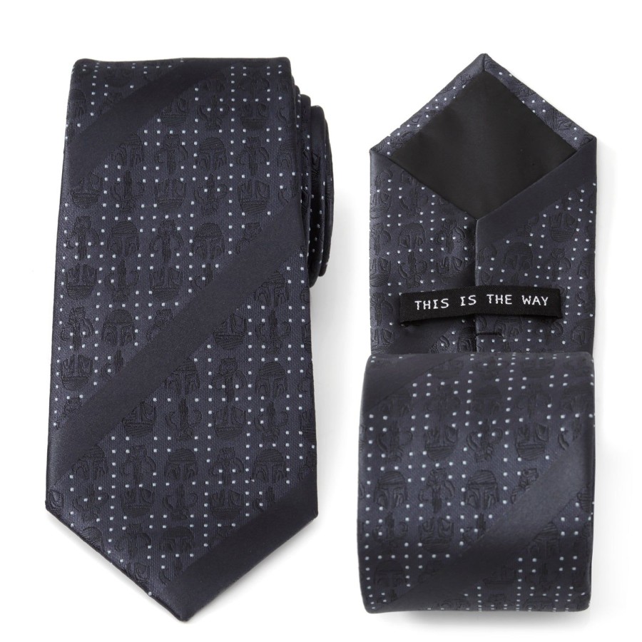 Star Wars Mandalorian Blue Stripe Dotted Men'S Tie | Star Wars Ties