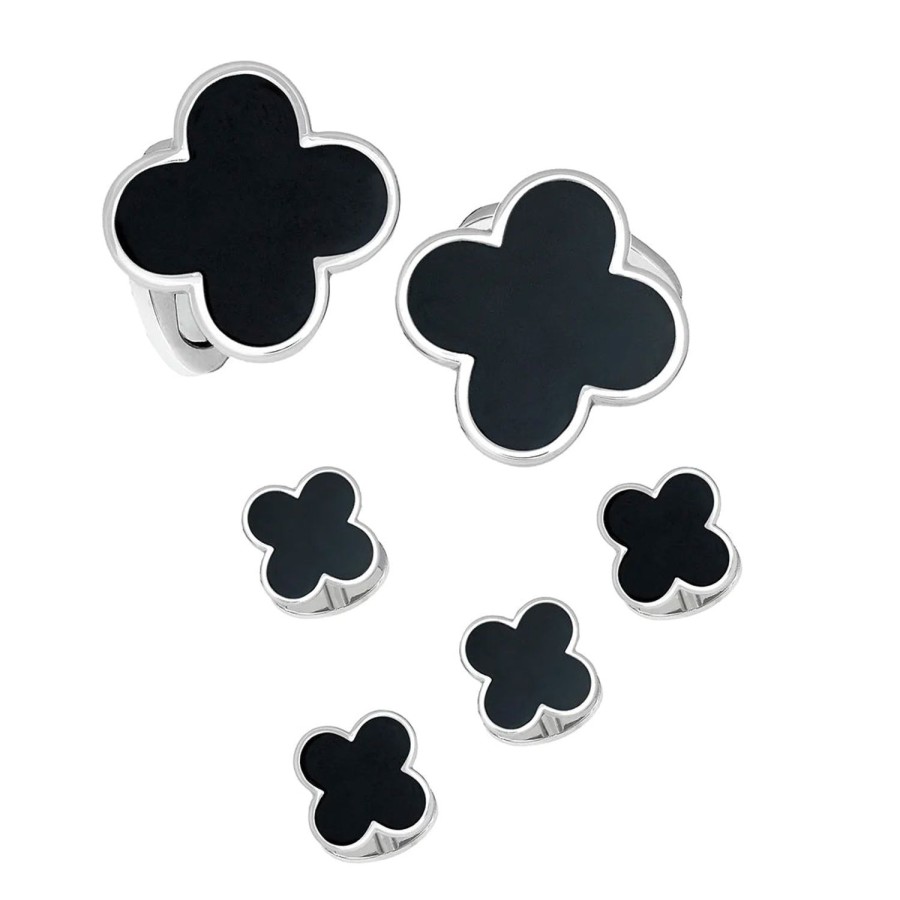 Jan Leslie Onyx Four Leaf Clover Sterling Silver Stud Set | Stud Sets