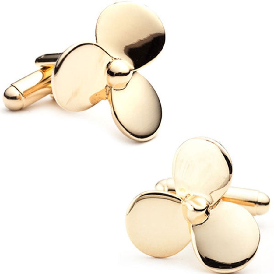 JJ Weston Gold Plated Boat Propeller Cufflinks | Classic Cufflinks