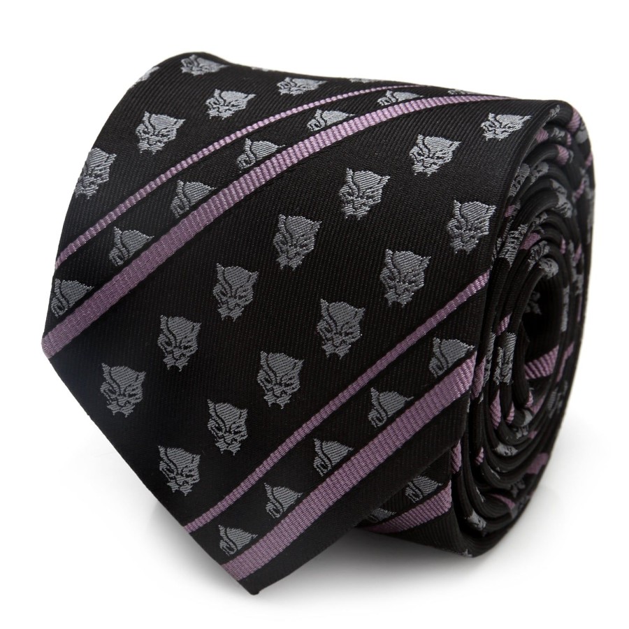 Marvel Black Panther Stripe Black Tie | Marvel Ties