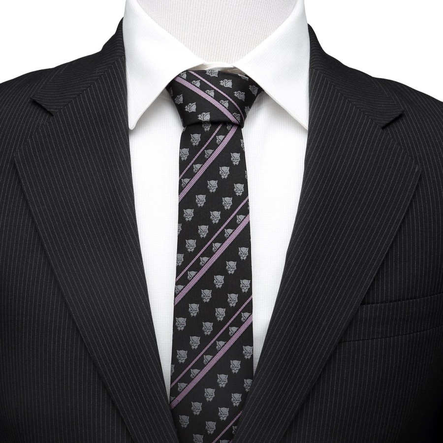 Marvel Black Panther Stripe Black Tie | Marvel Ties