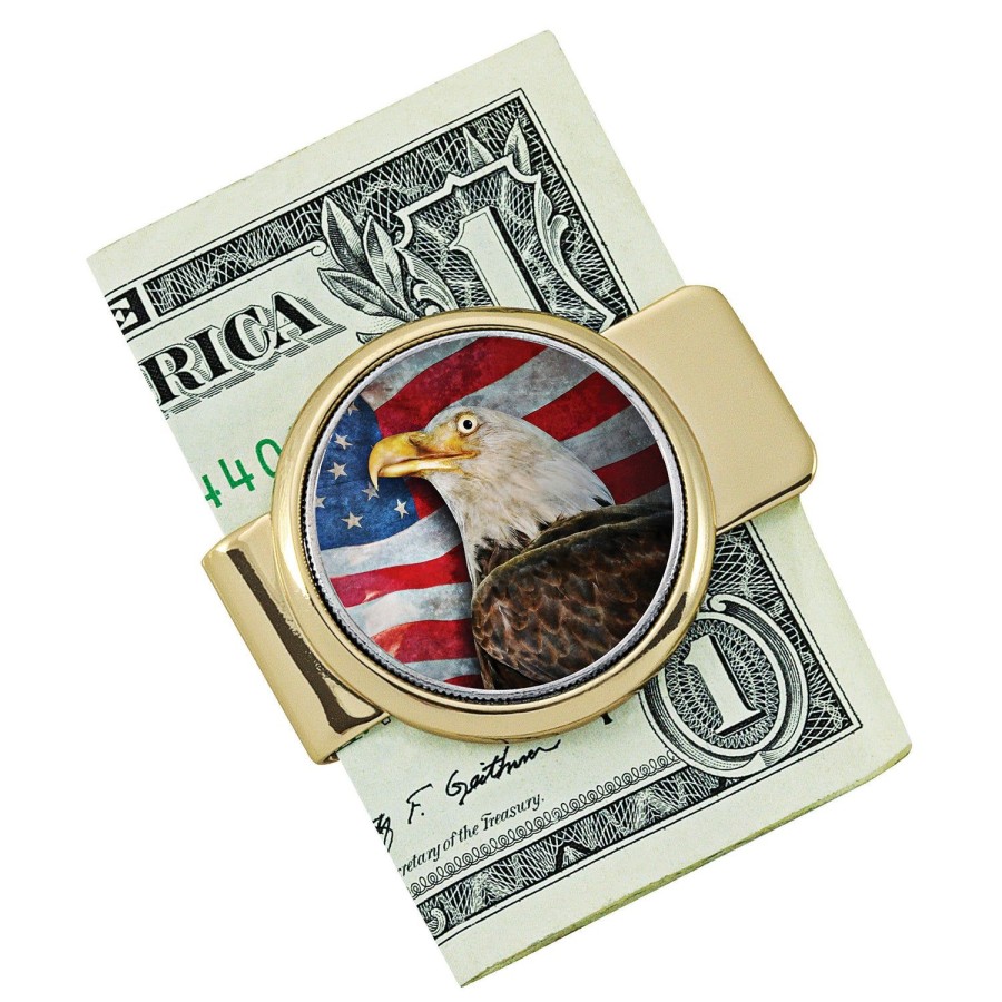 American Coin Treasures American Bald Eagle Colorized Jfk Half Dollar Goldtone Money Clip | Money Clips