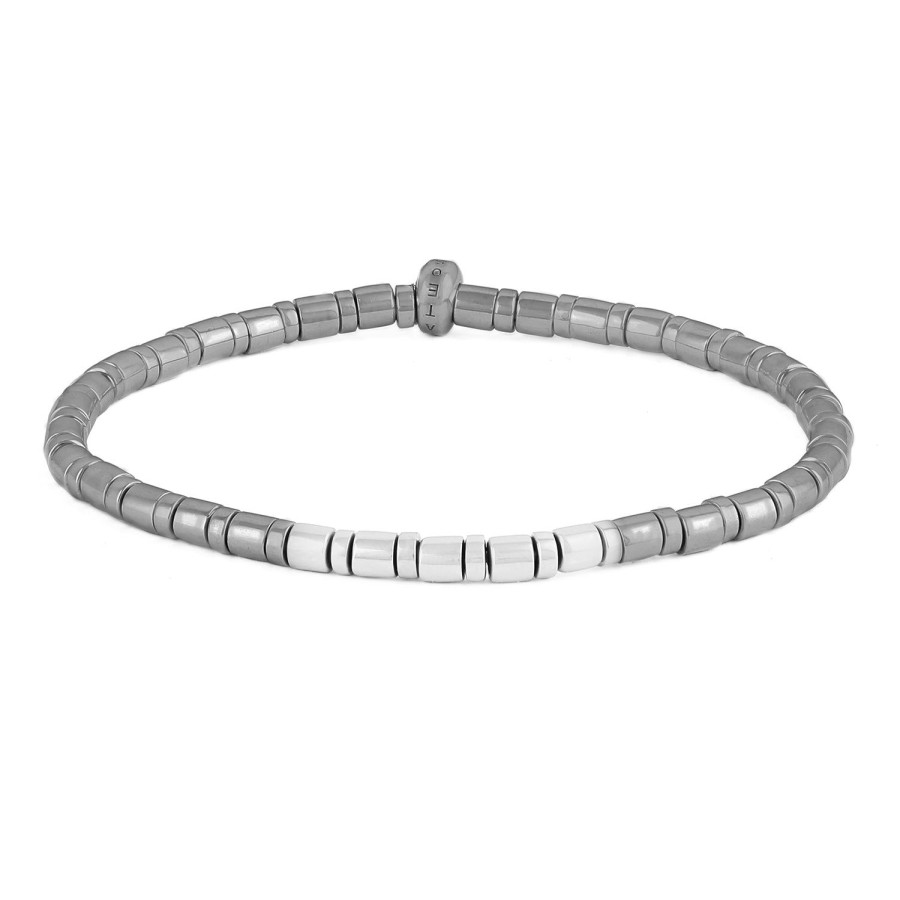 Tateossian Sterling Silver Gray Bamboo Weave Bracelet (17.5Cm) | Bracelets