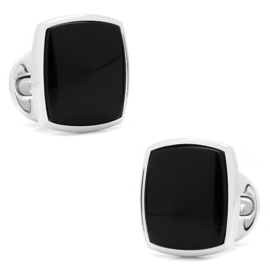 Ox and Bull Trading Co. Sterling Silver Classic Cushion Onyx Cufflinks | Classic Cufflinks