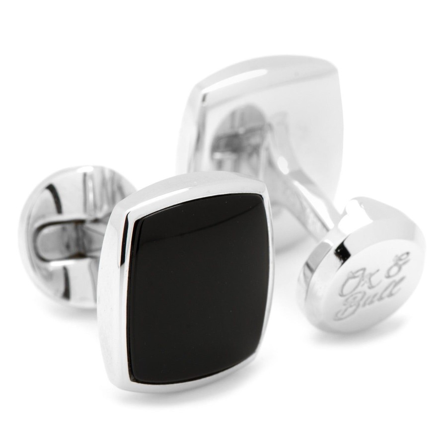 Ox and Bull Trading Co. Sterling Silver Classic Cushion Onyx Cufflinks | Classic Cufflinks