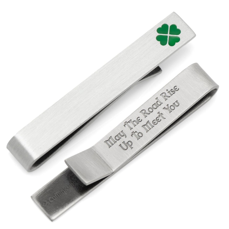 Cufflinks, Inc. Shamrock Hidden Message Tie Bar | Classic Tie Bars