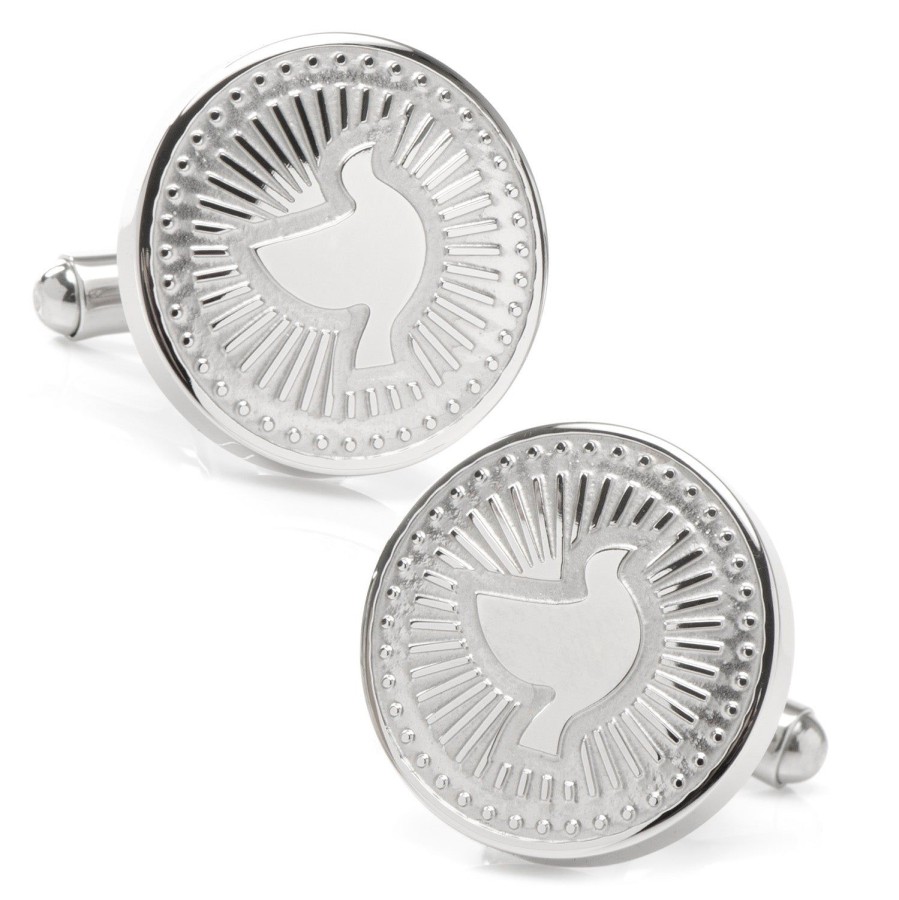 Ox and Bull Trading Co. Silver Dove Radial Cufflinks | Classic Cufflinks