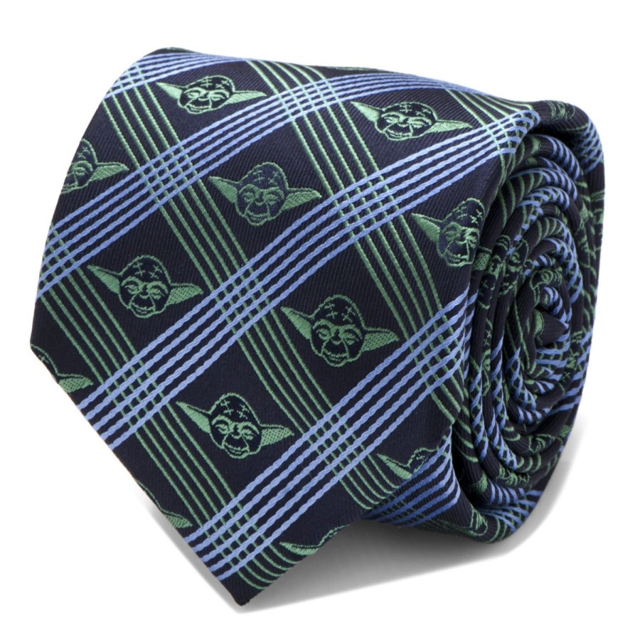 Star Wars Yoda Navy Plaid Mens Tie | Star Wars Ties