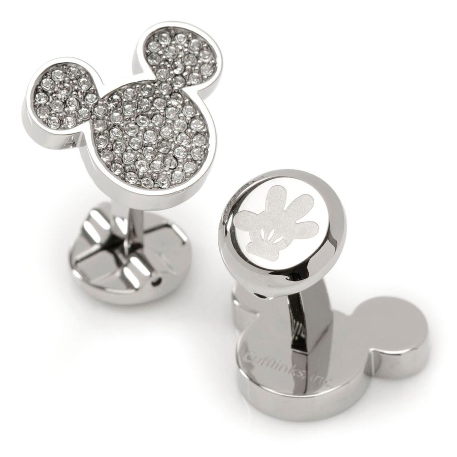 Disney Stainless Steel White Pave Crystal Mickey Mouse Cufflinks | Movies & Characters Cufflinks