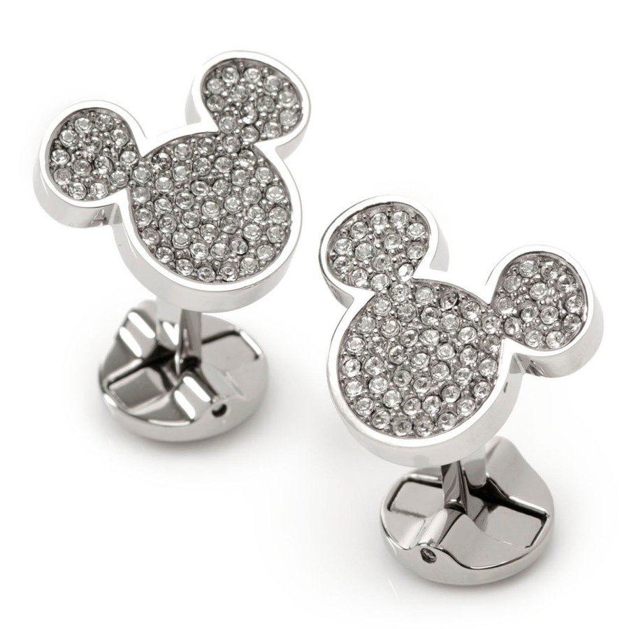 Disney Stainless Steel White Pave Crystal Mickey Mouse Cufflinks | Movies & Characters Cufflinks